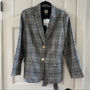 NWT - Anne Klein Plaid Tie Waist Blazer